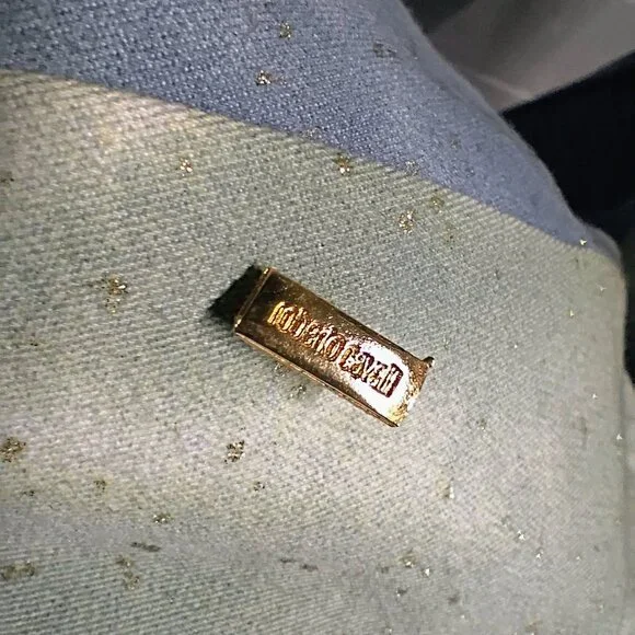 Roberto Cavalli Vintage SS2001 Collection Teal Gold Cupro Denim Blazer RARE - Picture 5 of 14